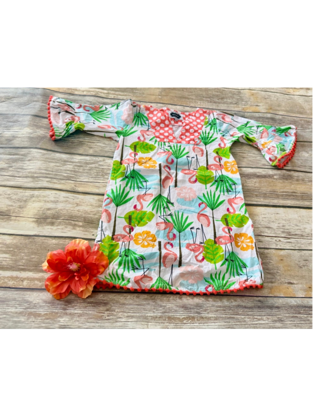 MUDPIE FLAMINGO DRESS-5T - Picture 2 of 8